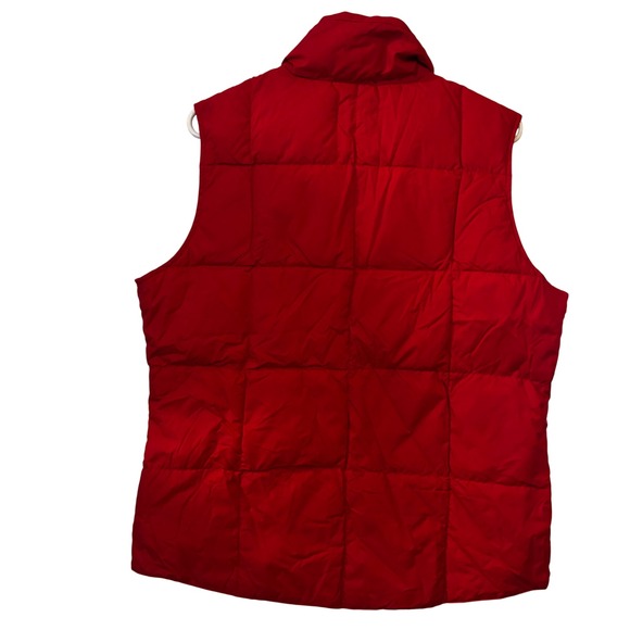 Lands End Women's Puffer Vest Sz M 10/12 Red Quilted Snap Front Stand Collar - Picture 2 of 4